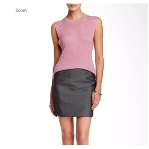 Zadig and Voltaire Deluxe Jasmina Metallic Skirt Striped Silver Mini sz 36/2-4
